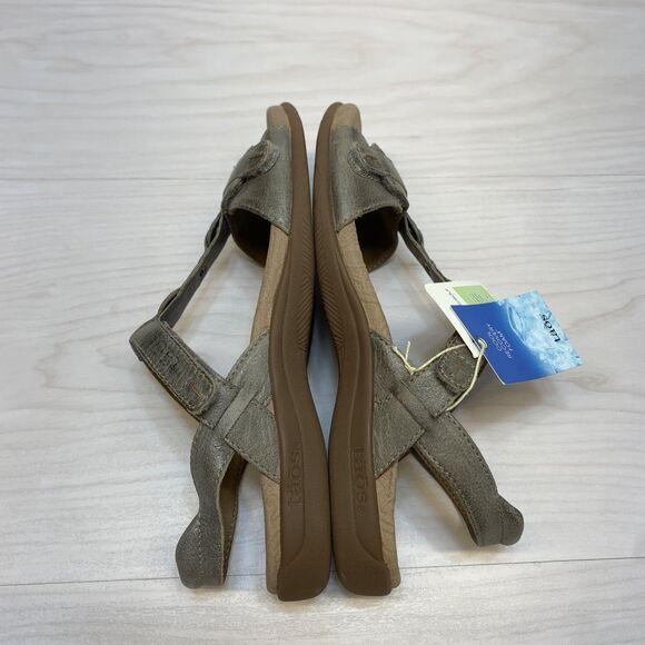 Taos Sandal Womens 6 Gray Swifty Open Toe Ankle Straps Slip On Casual Leather - Picture 2 of 11